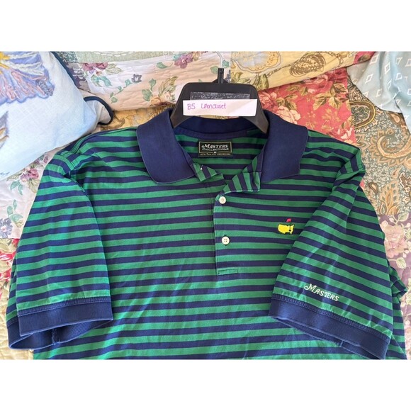 Masters Collection Golf Polo Shirt Men's M Blue Green Stripe 60s 2Ply merch - Picture 5 of 8
